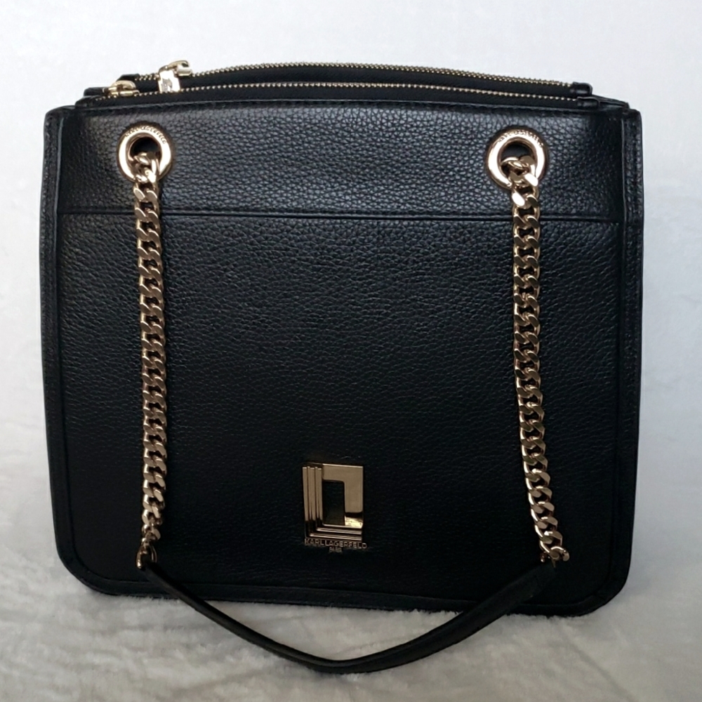 Black Karl Lagerfeld‎ "Lyon" Chain Shoulder Tote. NWOT